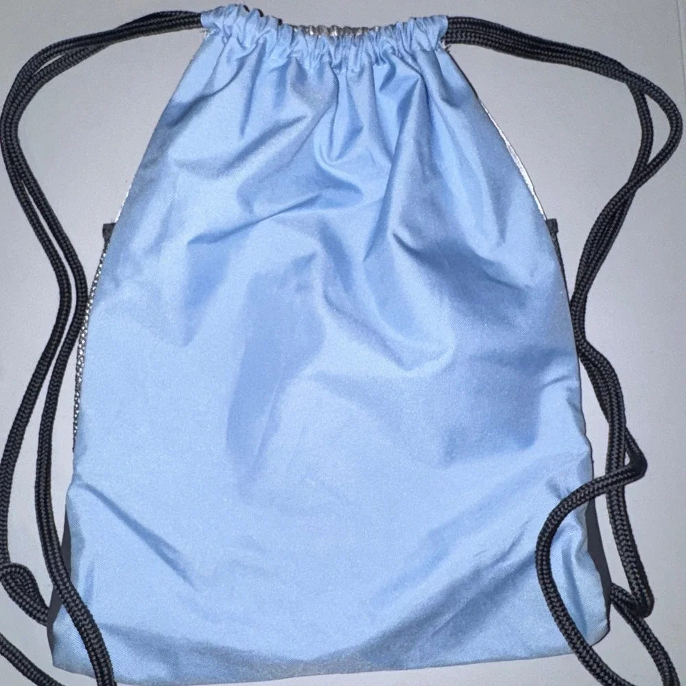 Adidas Alliance Drawstring Backpack Silver Blue OS Three Stripe Cinch Bag